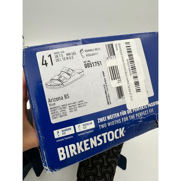 NEW Birkenstock Unisex Arizona Blue Leather Sandal 41 (10-10.5) R EU BI24 - Picture 8 of 8